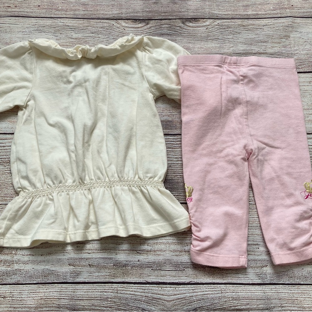 Juicy Couture 2 Piece Ruffle Neck Outfit Girls Size 6-12 mo - Picture 2 of 5